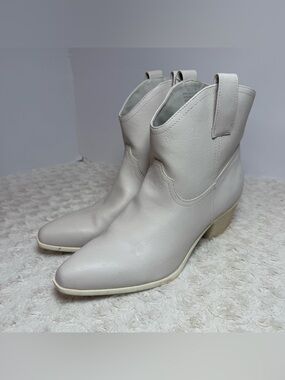 crown & ivy White Western-Style Ankle Boots